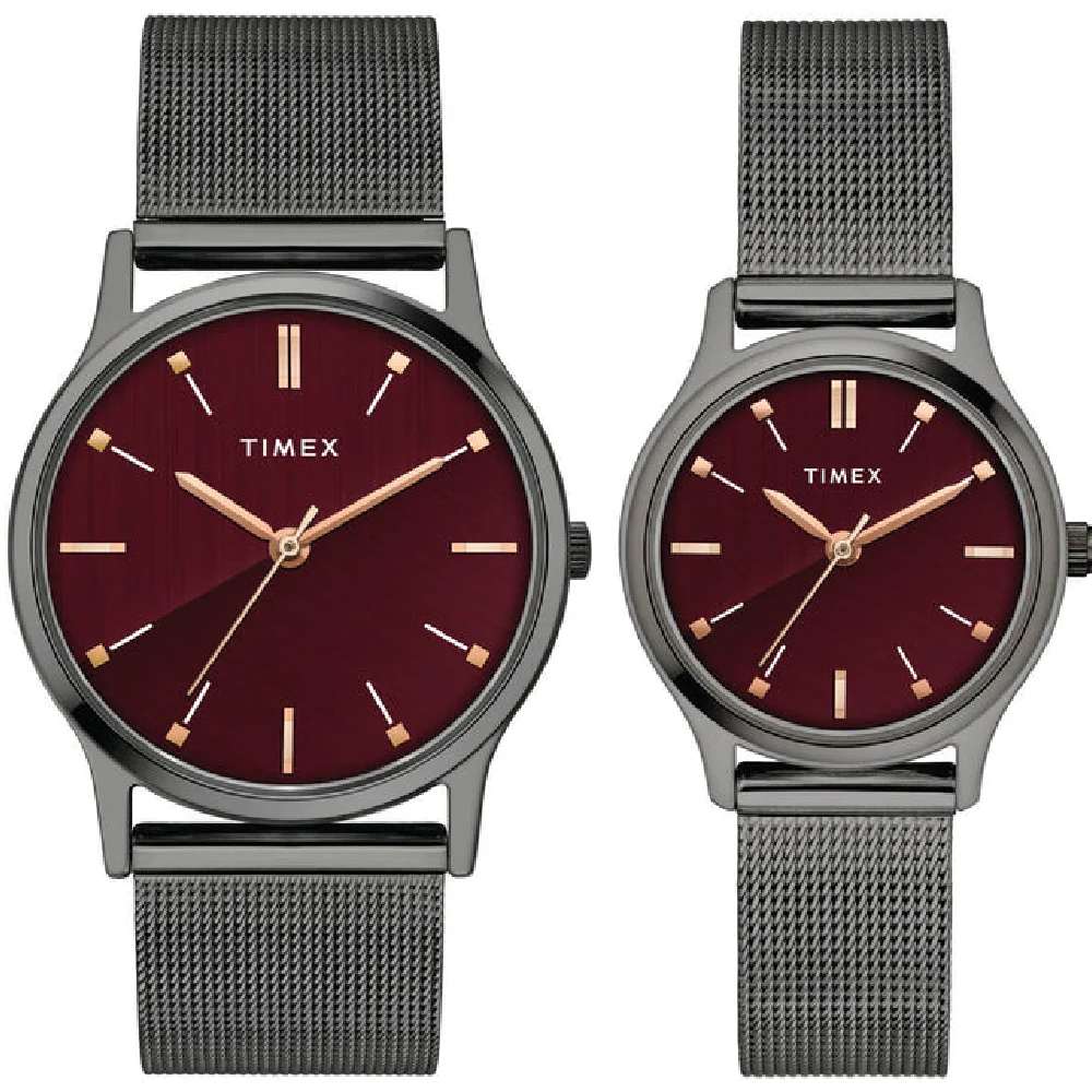 Timex Classics  Pairs Red Dial Round Case 3 Hands Function Watch -TW00PR272