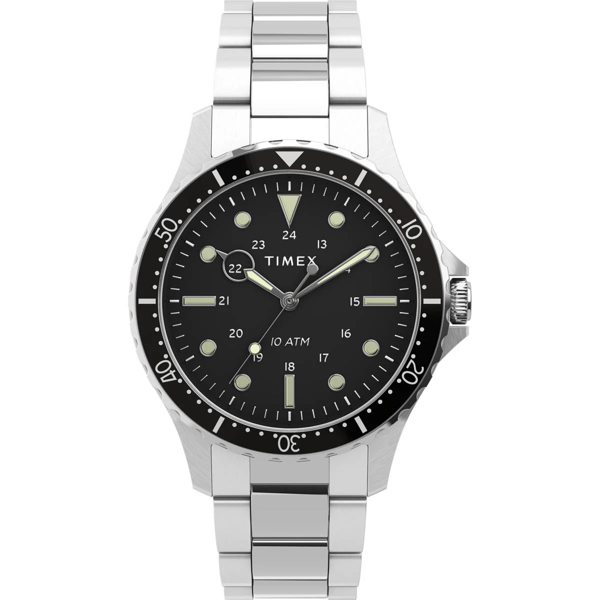 Timex Military Men's Quartz Analog Stainless Steel Dial Round Case Stainless-Steel Function  Watch -TW2U10800