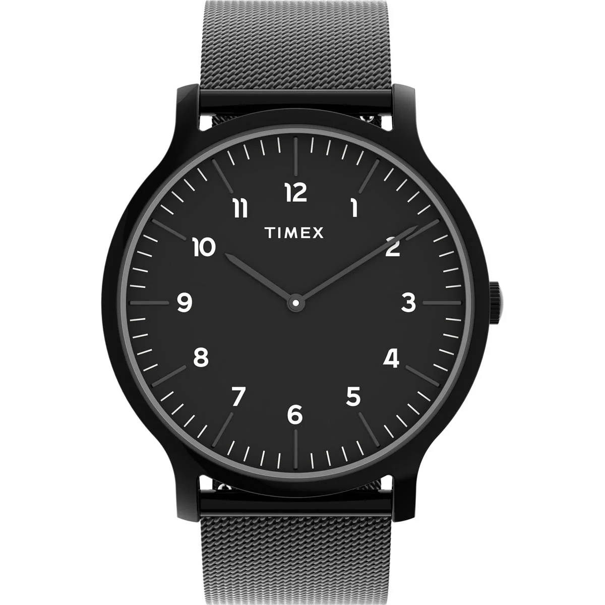 Timex Essential Collection Men's Quartz Analog Black Dial Round Case Stainless-Steel-Mesh-Bracelet Function Watch -TW2T95300