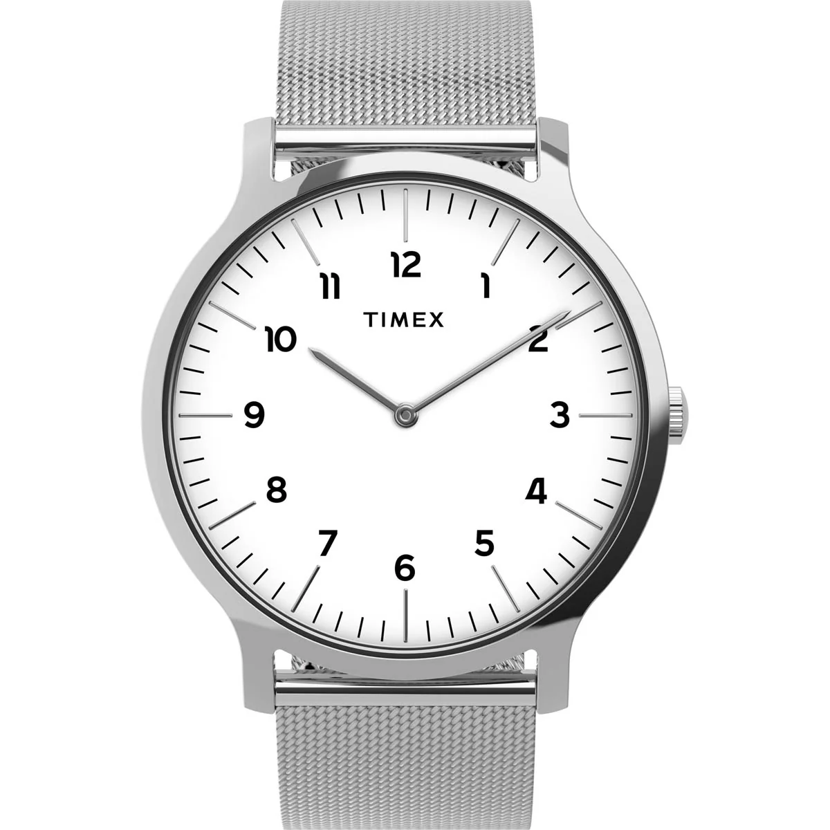 Timex Essential Collection Men's Quartz Analog Silver-Tone Dial Round Case Stainless-Steel-Mesh-Bracelet Function Watch -TW2T95400