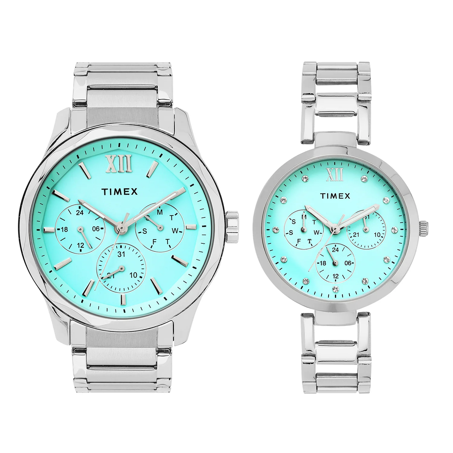 TIMEX Blue Round Dial Analog Pair's Watch - TW00PR326