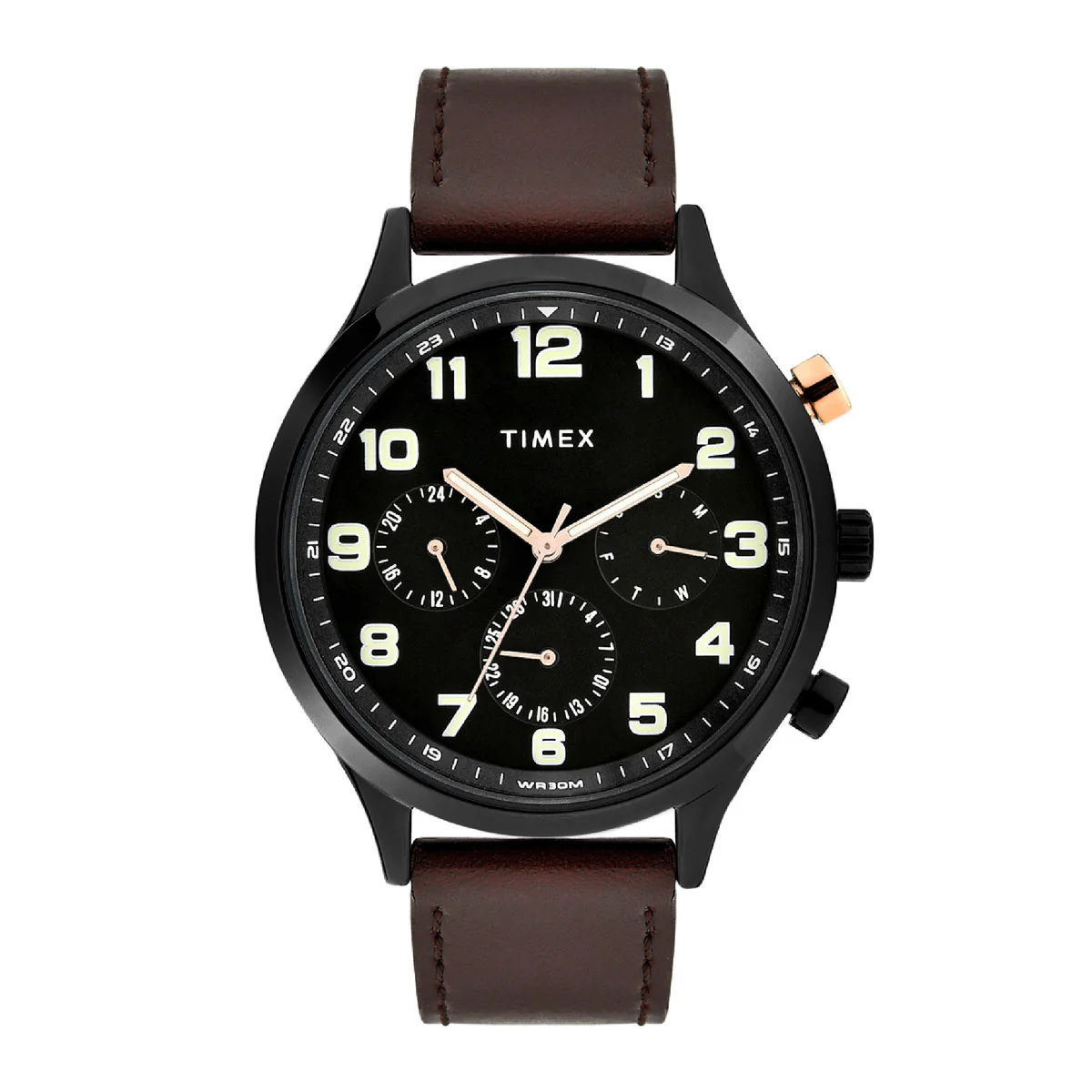 Timex Fashion Collection Premium Quality Multifunction Men Analog Black Dial Coloured Quartz Watch, Round Dial with 43mm Case width - TWHG03SMU09