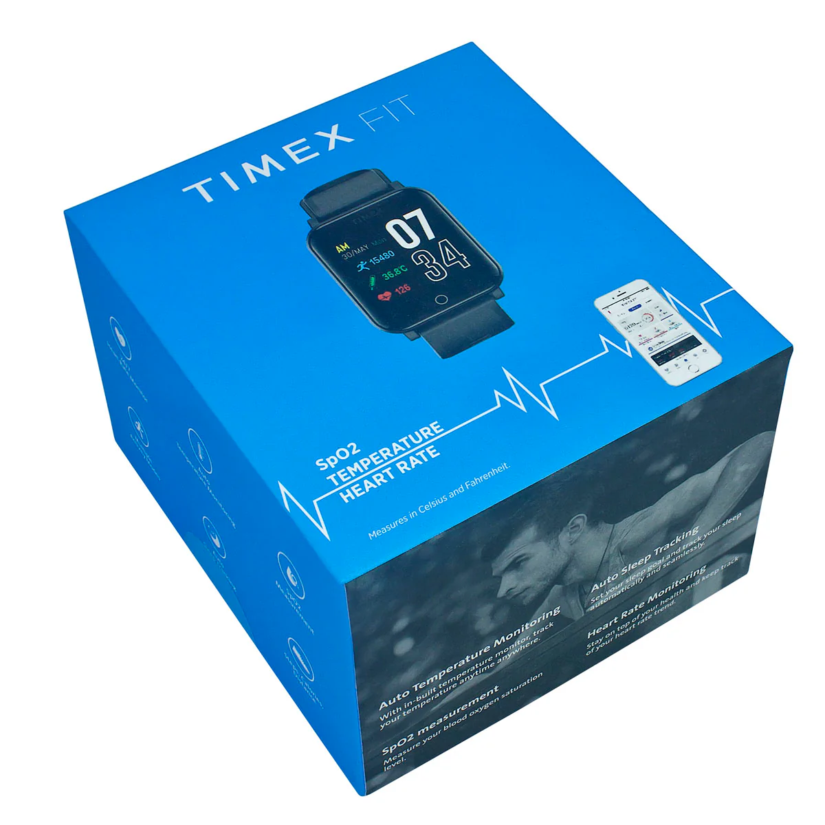 Timex Helix Unisex Tech Digital Dial Rectangle Case Temperature  HRM  SpO2  Function Watch -TWTXW105T - Image 7