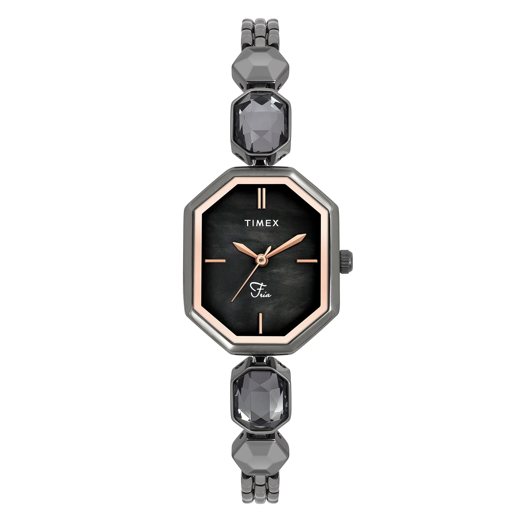 TIMEX Fria Women Mother of Pearl Black Octagonal Dial Analog Watch - TWEL21102