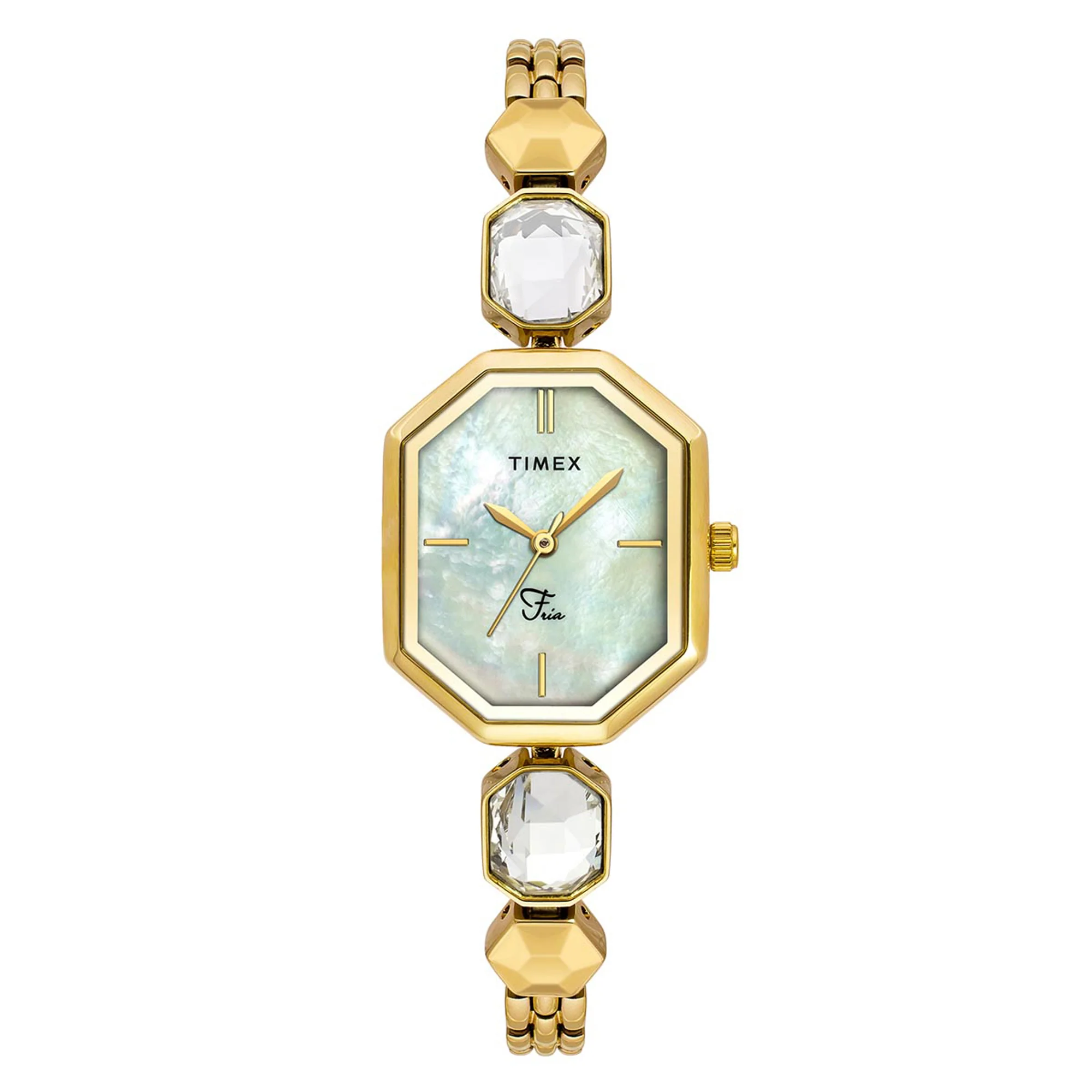 TIMEX Fria Women Mother of Pearl White Octagonal Dial Analog Watch - TWEL21100