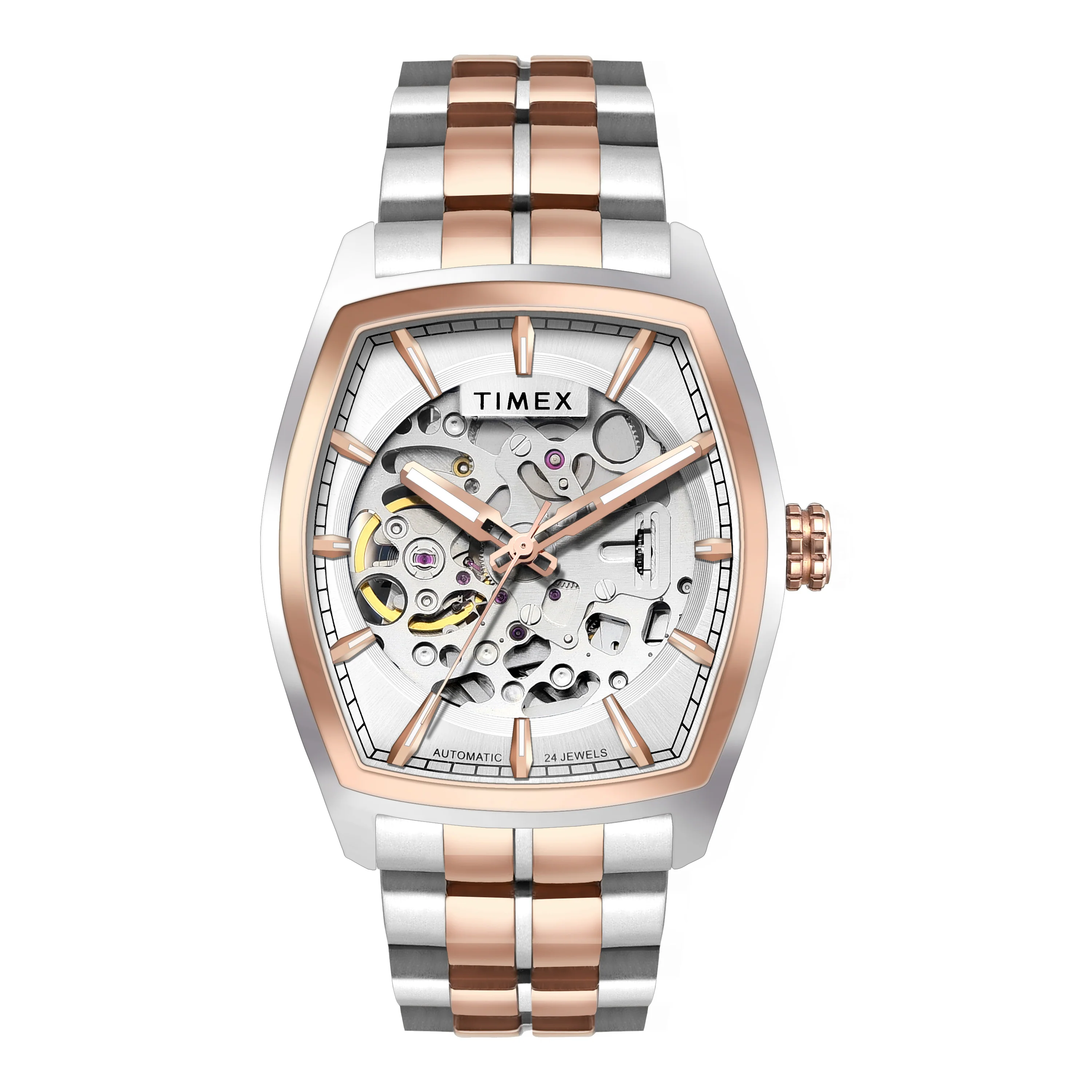 TIMEX Men Silver Rectangle Dial Analog Automatic Watch - TWEG25903