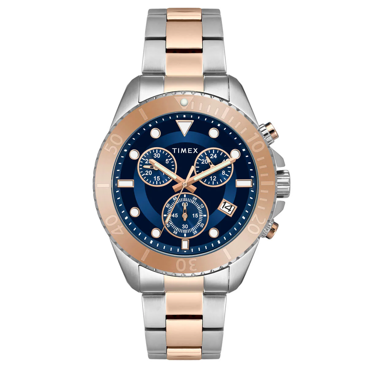 Timex E Class Men's Blue Dial Round Case Chronograph Date Function Watch -TWEG20101