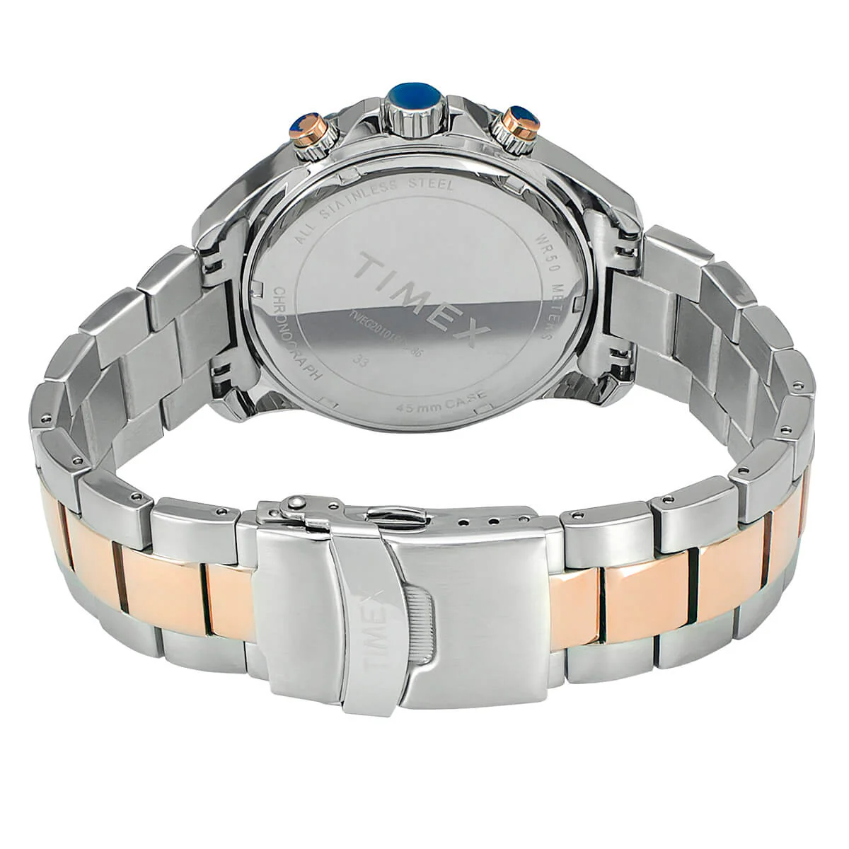 Timex E Class Men's Blue Dial Round Case Chronograph Date Function Watch -TWEG20101 - Image 3