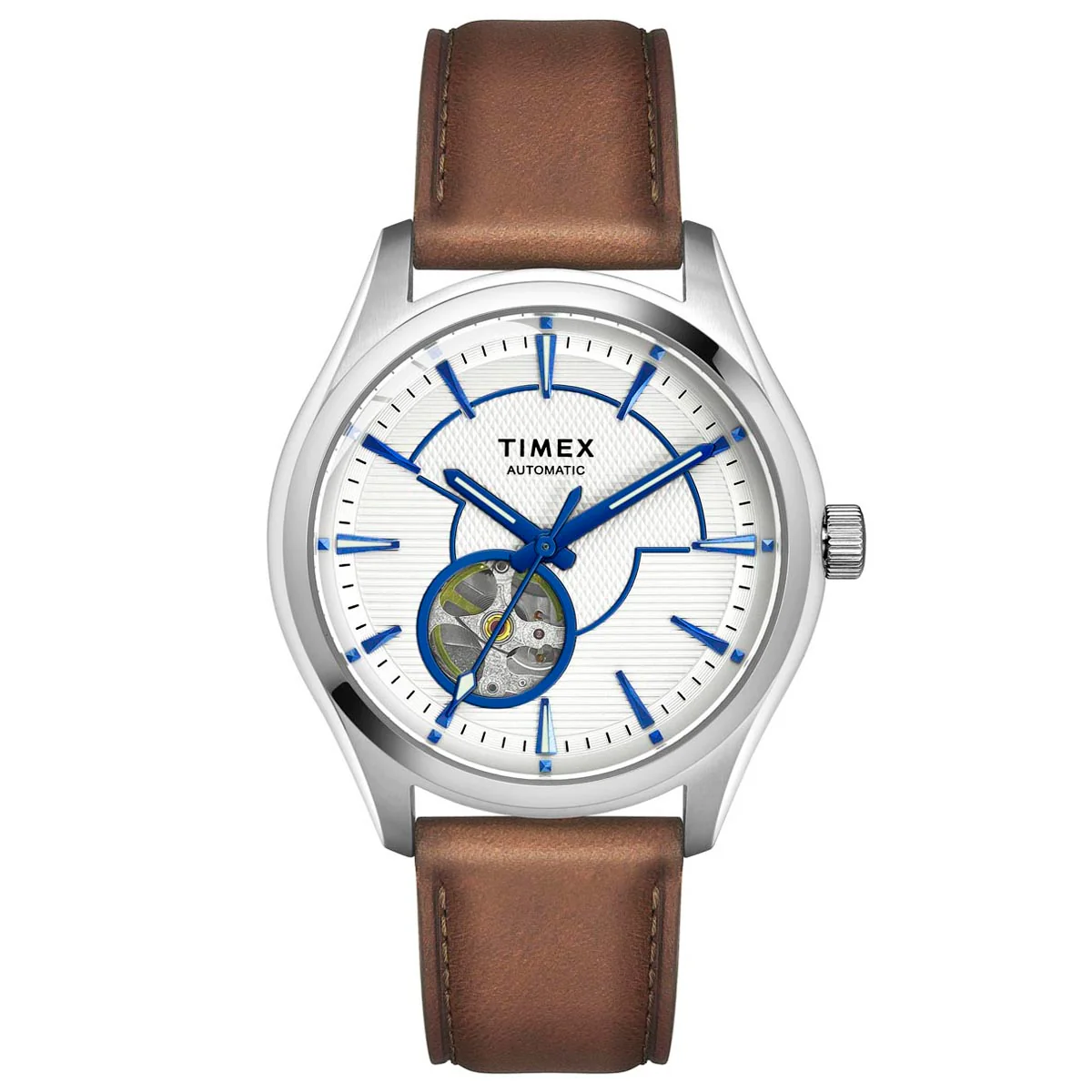 Timex E Class Men's Silver Dial Round Case Automatic Function Watch -TWEG21001