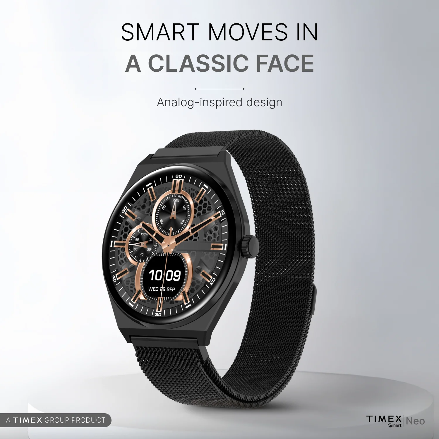 TIMEX Smart Neo 1.43 inches (3.6cm) AMOLED Display with  BT Calling Smartwatch for Unisex - TWTXW1204T
