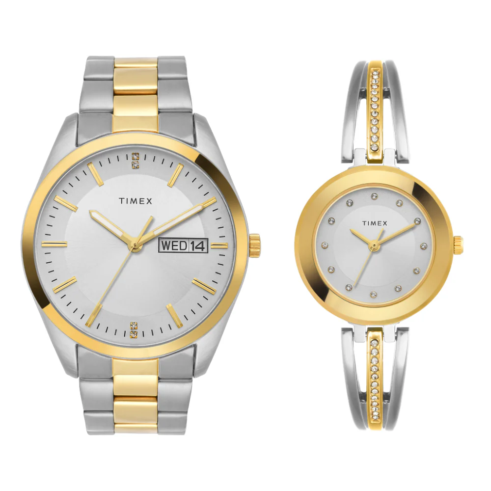 Timex Pairs Silver Round Analog Dial Watch- TW00PR308