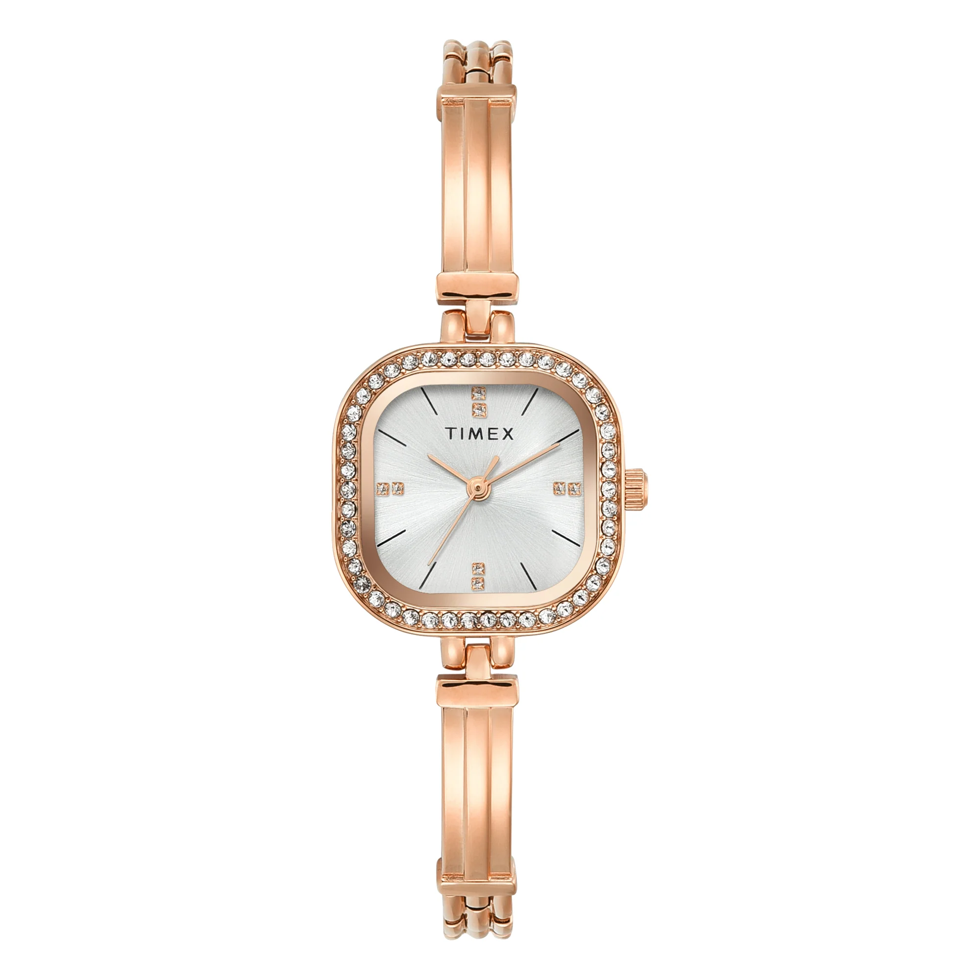 TIMEX Silver-Tone Square Dial Analog Women's Watch - TWEL22901