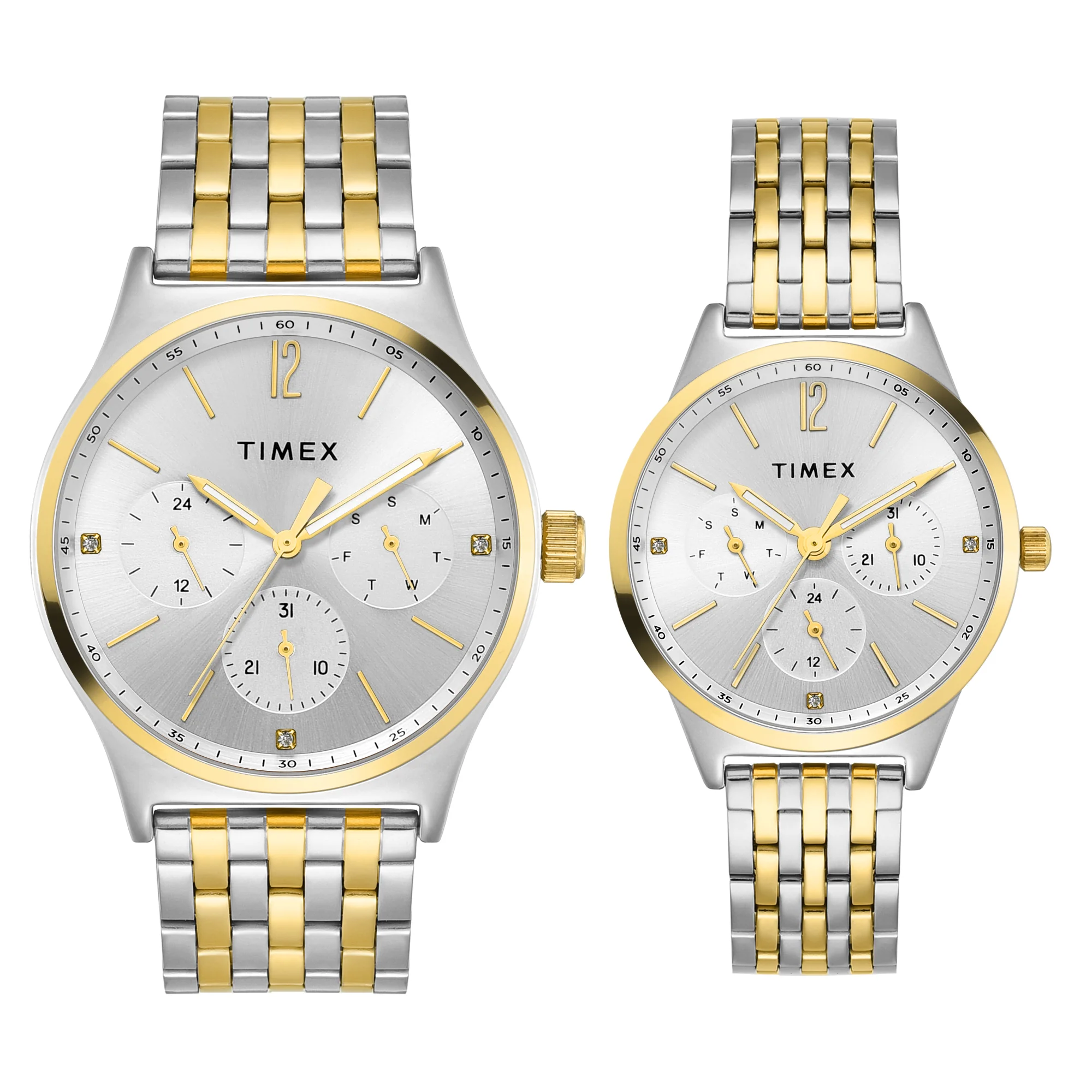 TIMEX Trendline Silver Round Dial Analog Pair's Watch - TW00PR350