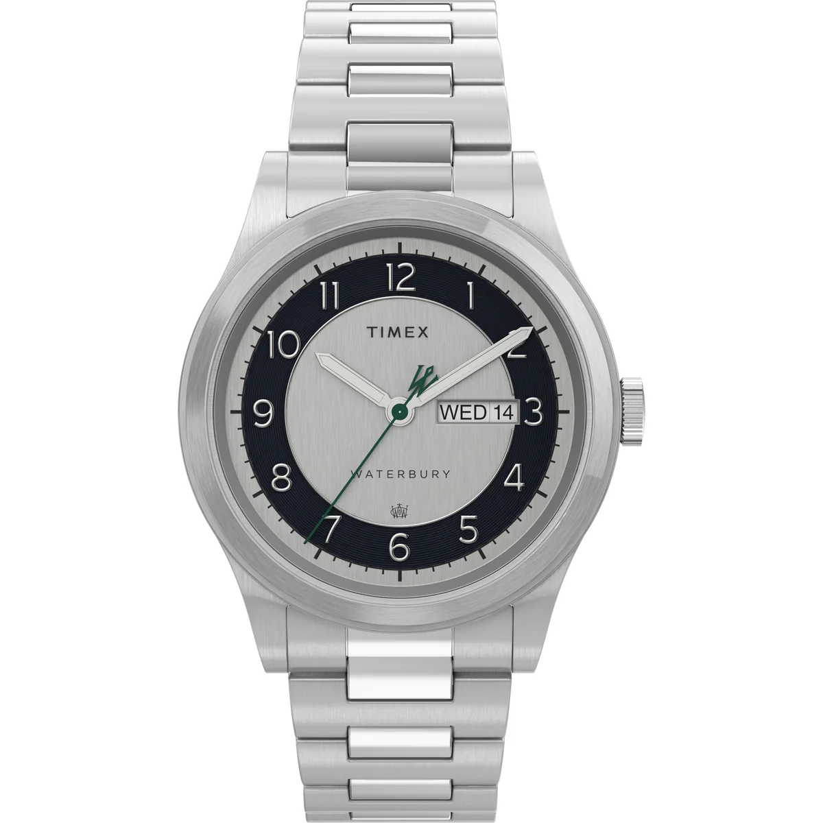 Waterbury Traditional Day/Date 39mm Stainless Steel Bracelet Watch