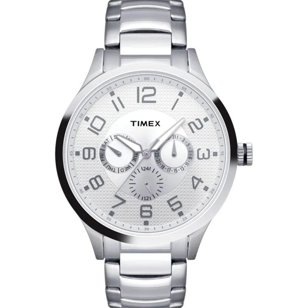 Timex Fashion Men's Silver Dial Round Case Multifunction Function Watch -TW000T306
