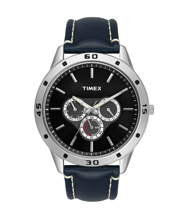 Timex Fashion Men's Mechanical Automatic Wind Black Dial Round Case Multifunction Function Watch -TW000U912