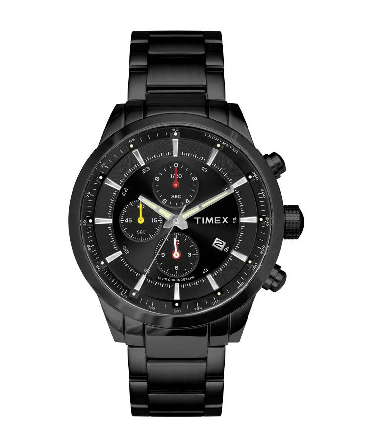 Timex E Class Men's Black Dial Round Case Chronograph Function Watch -TW000Y416