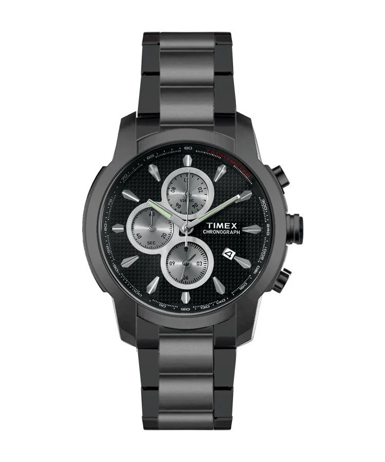 Timex E Class Men's Black Dial Round Case Chronograph Function Watch -TW000Y506