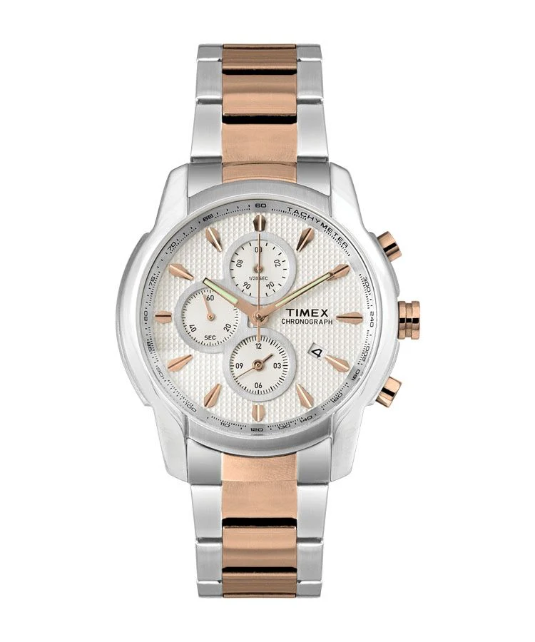 Timex E Class Men's Silver Dial Round Case Chronograph Function Watch -TW000Y507