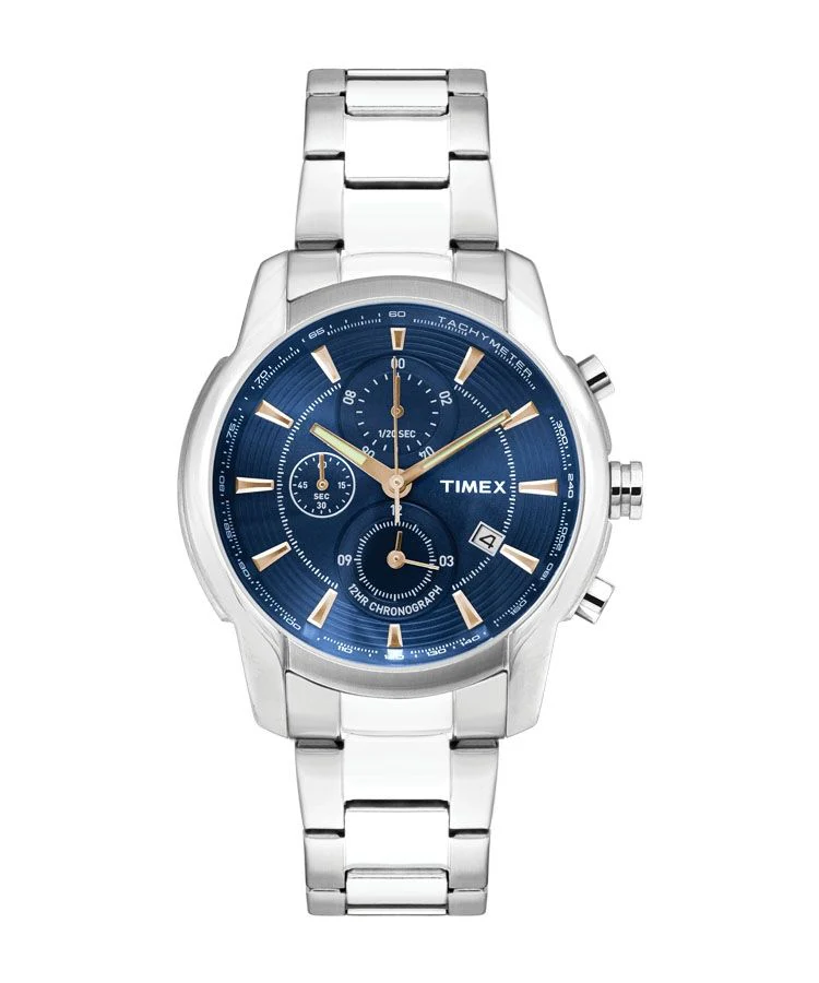 Timex E Class Men's Blue Dial Round Case Chronograph Function Watch -TW000Y509