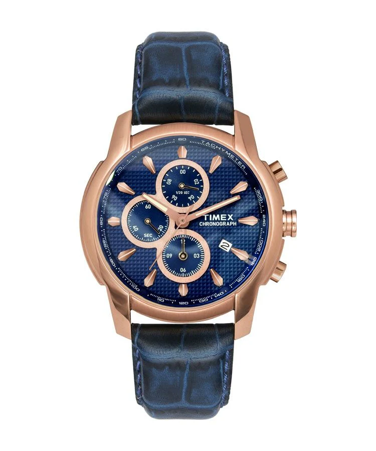 Timex E Class Men's Blue Dial Round Case Chronograph Function Watch -TW000Y519