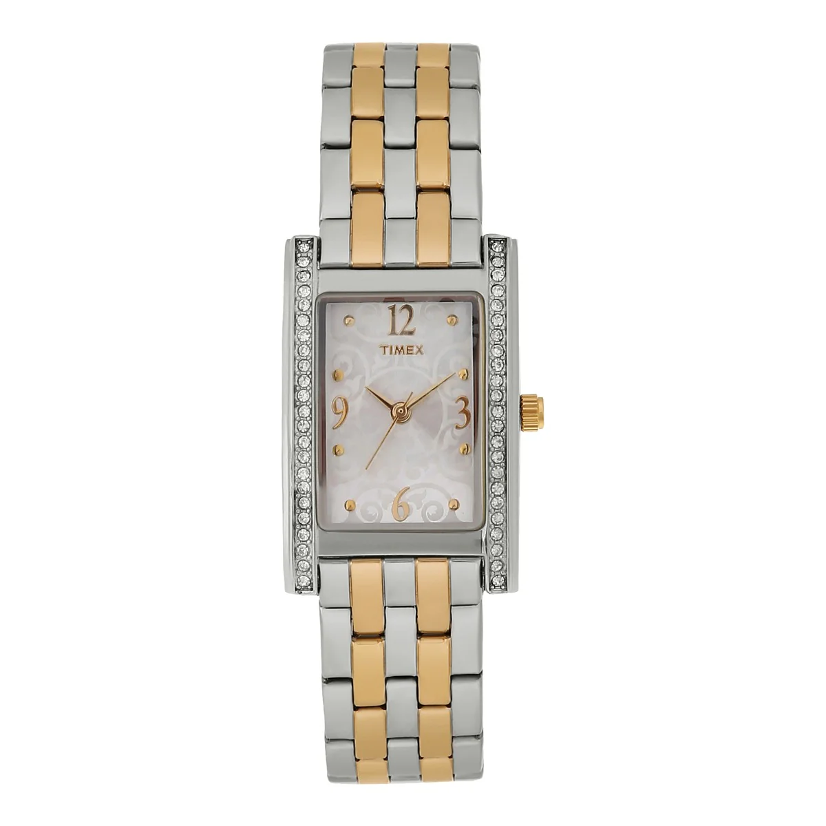 Timex Fashion Women's Silver Dial Rectangle Case 3 Hands Function Watch -TW000Y705