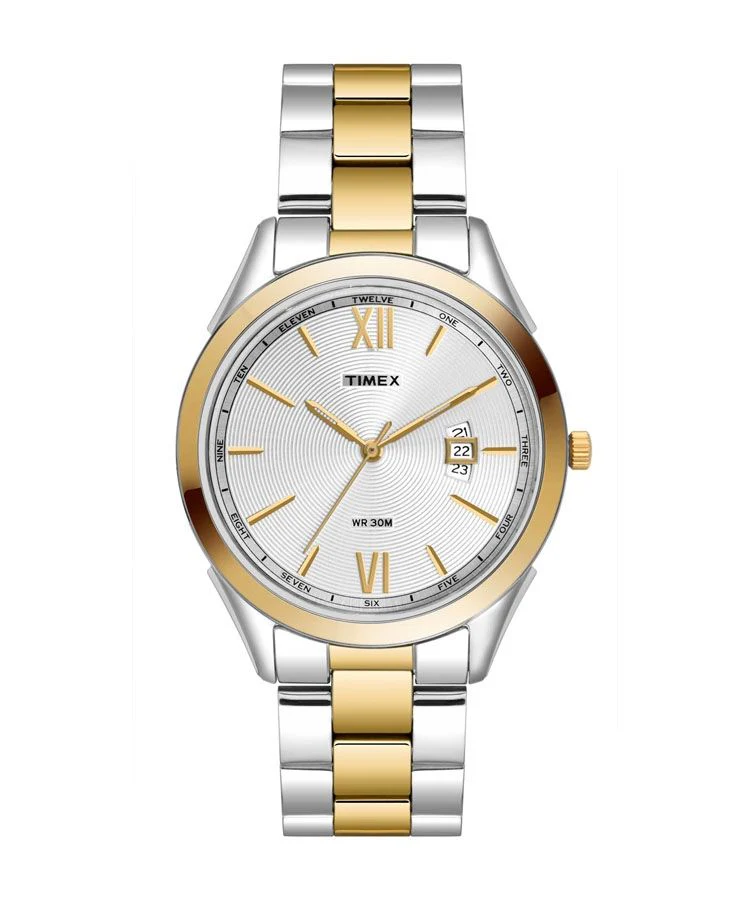 Timex Fashion Men's Silver Dial Round Case Date Function Watch -TW000Y908