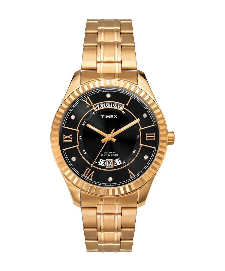 Timex Empera Men's Black Dial Round Case Day Date Function Watch -TW0TG6204