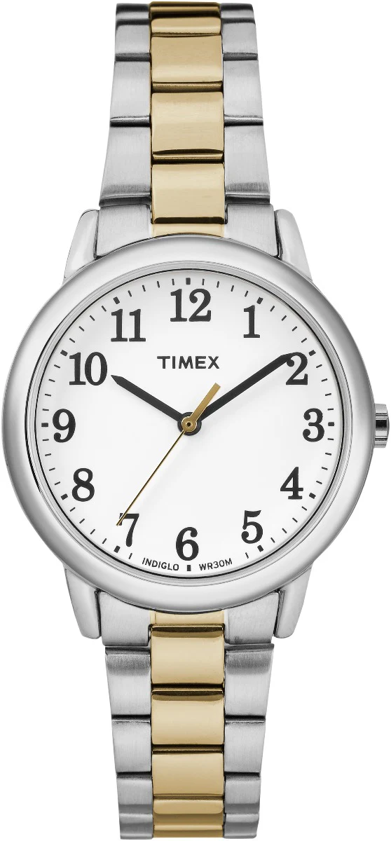 Timex Easy Reader Women's Quartz Analog Two-Tone Dial Round Case Adjustable-Stainless-Steel-Bracelet Function Watch -TW2R23900