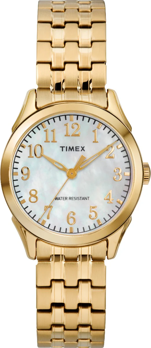 Timex Main Street Women's Quartz Analog Gold-Tone Dial Round Case Stainless-Steel-Expansion-Band Function Watch -TW2R48500