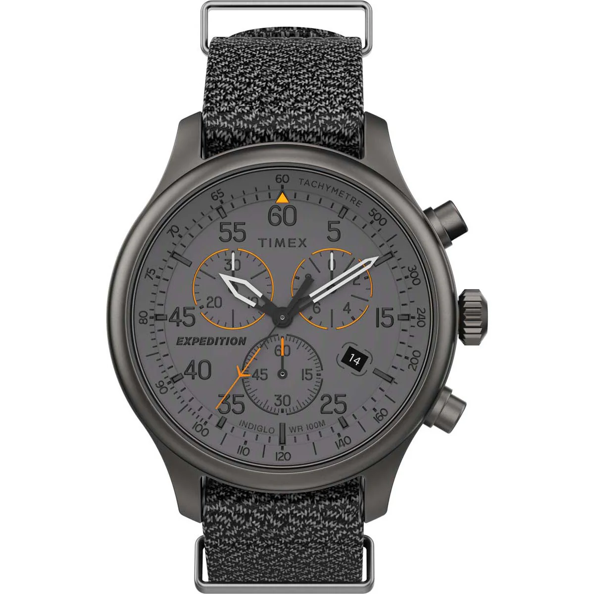 Timex Expedition Men's Quartz Analog Gray Dial Round Case Fabric-Double-Layer-Slip-Thru-Strap Function Watch -TW2T72900