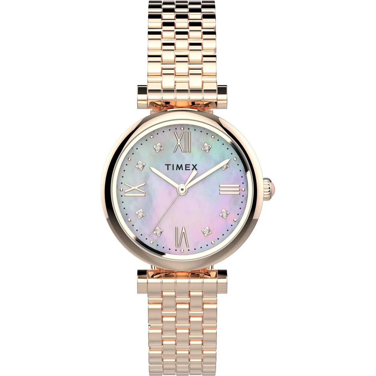 Timex Global Women's Rose Gold-Tone Dial Case Stainless-Steel Function Watch -TW2T78800