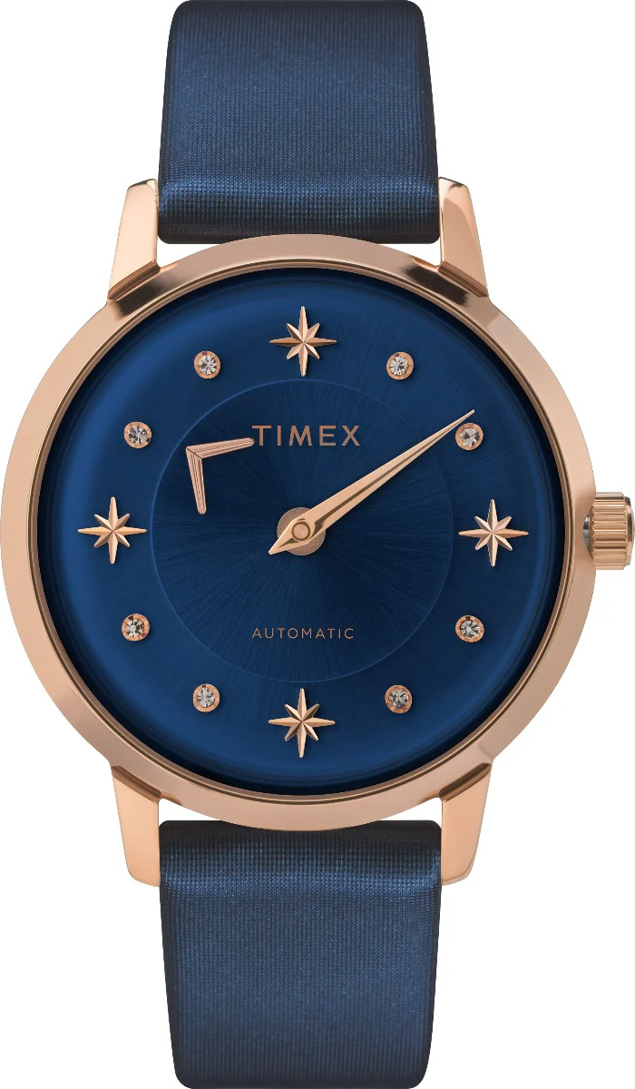 Timex City Collection Women's Mechanical Automatic Wind Rose Gold-Tone Dial Round Case Automatic Function Watch -TW2T86100