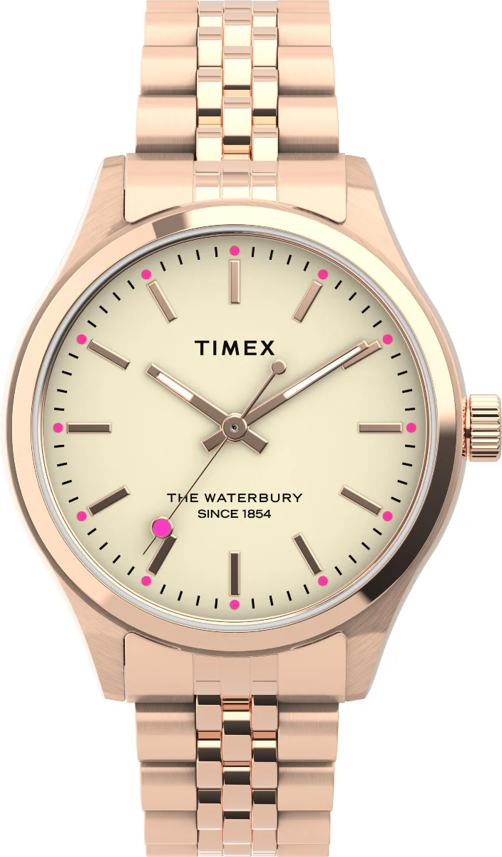 Timex Global Women's Rose Gold-Tone Dial Case Stainless-Steel Function Watch -TW2U23300