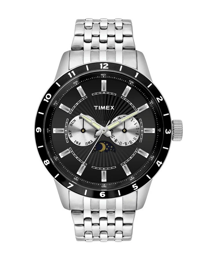 Timex E Class Men's Black Dial Round Case Multifunction Function Watch -TWEG14703