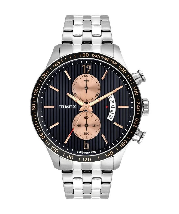 Timex E Class Men's Black Dial Round Case Chronograph Function Watch -TWEG14902