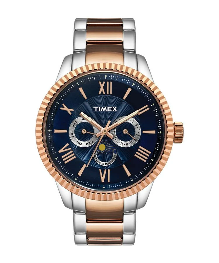 Timex E Class Men's Blue Dial Round Case Multifunction Function Watch -TWEG15110