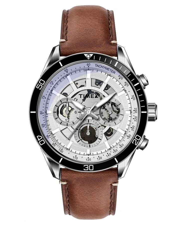 Timex E Class Men's White Dial Round Case Multifunction Function Watch -TWEG15210