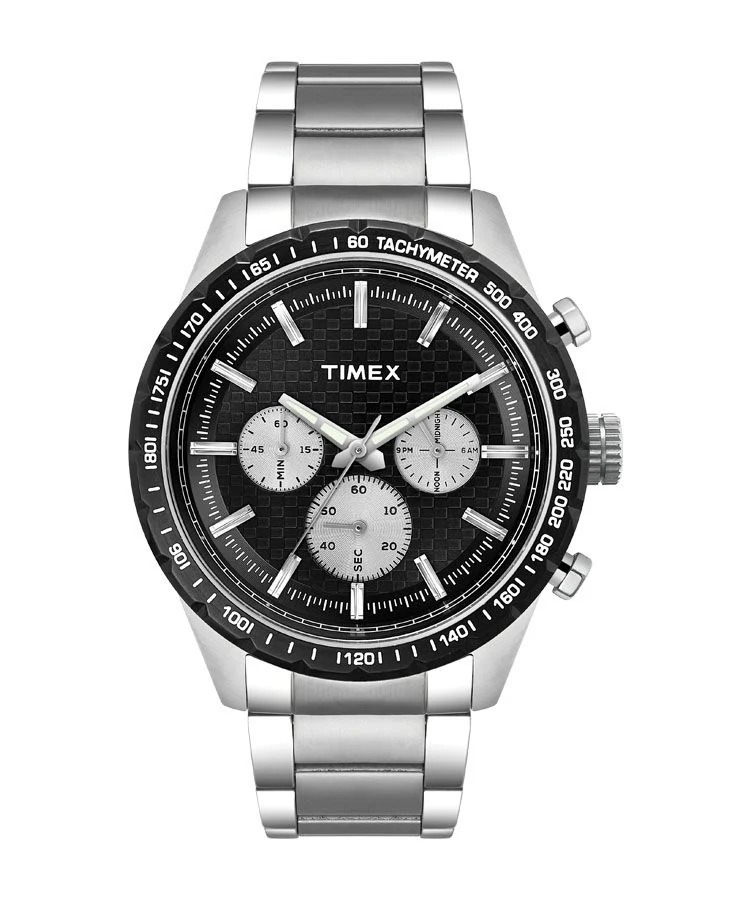 Timex E Class Men's Black Dial Round Case Chronograph Function Watch -TWEG15609