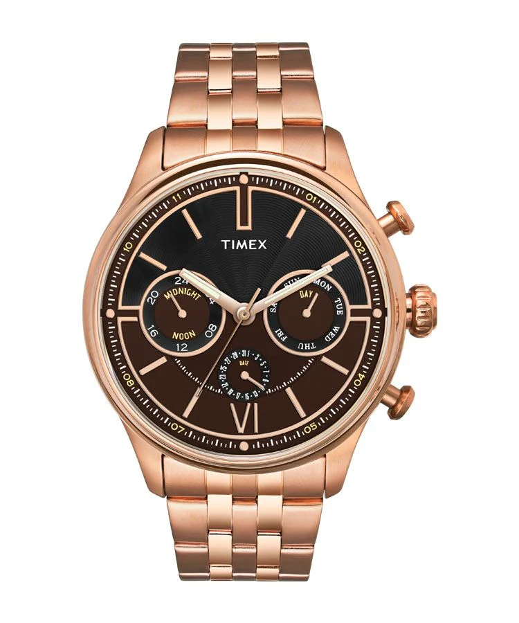 Timex E Class Men's Black Dial Round Case Multifunction Function Watch -TWEG15904