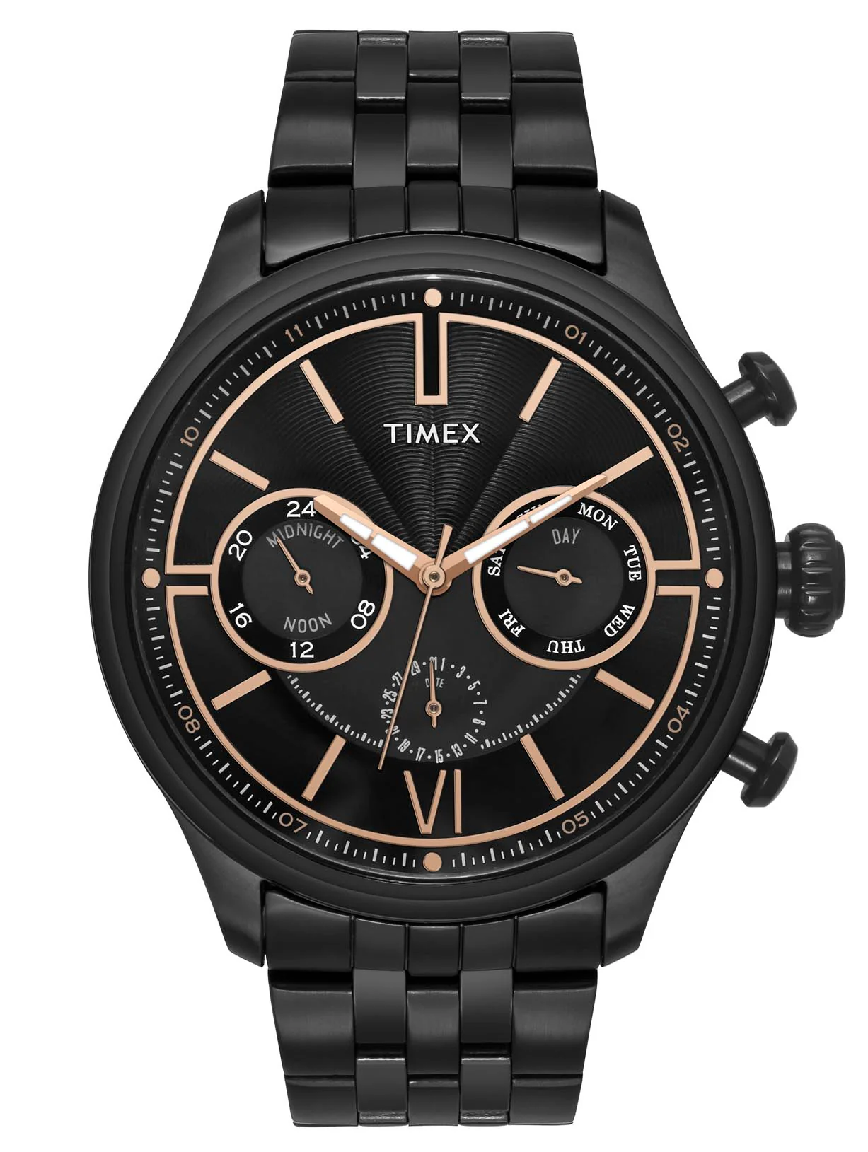 Timex E Class Men's Black Dial Round Case Multifunction Function Watch -TWEG15905