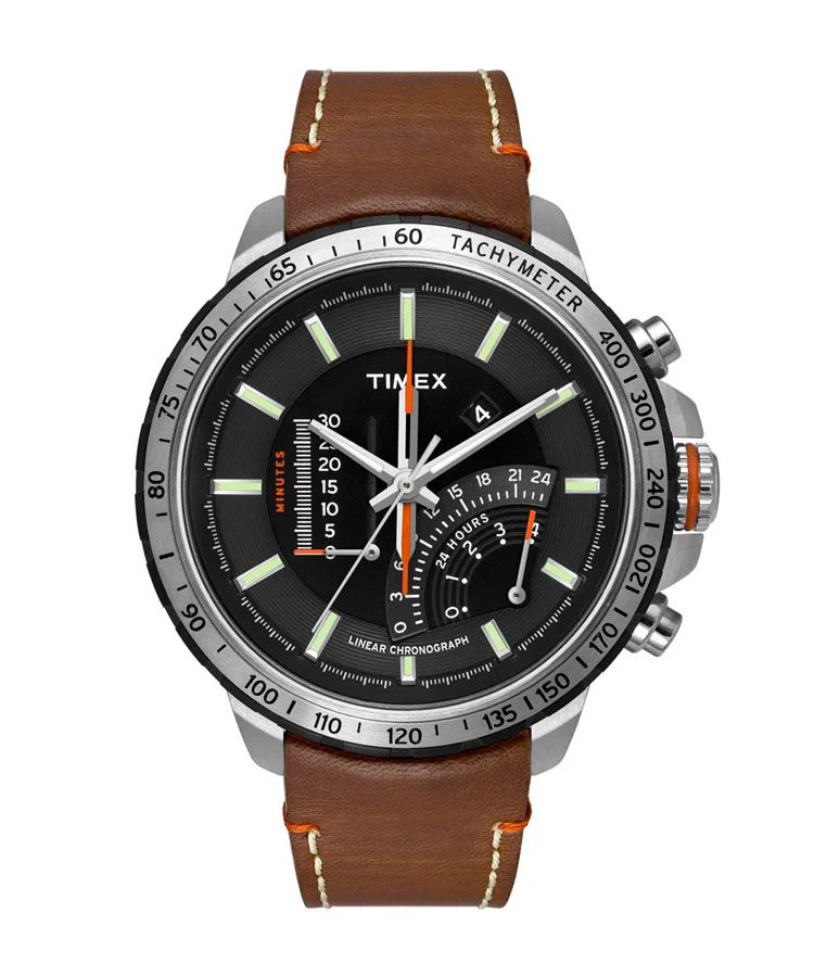 Timex Intelligent Quartz Men's Black Dial Round Case IQ Linear Chrono Function Watch -TWEG16200