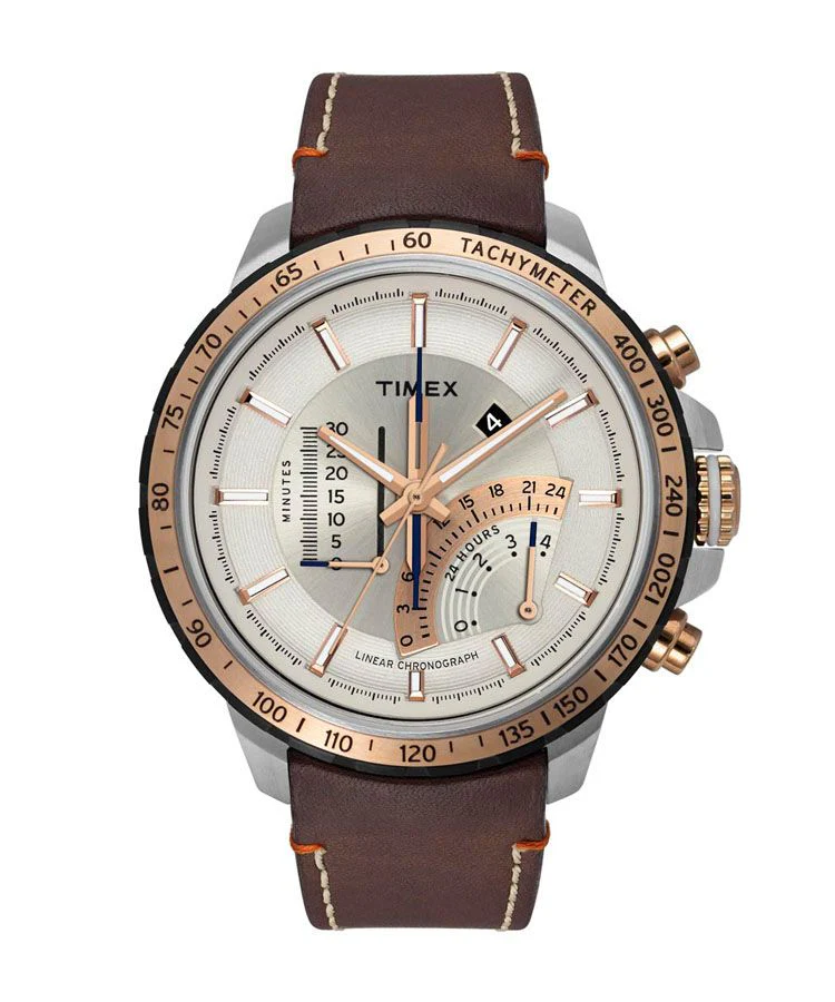 Timex Intelligent Quartz Men's Grey Dial Round Case IQ Linear Chrono Function Watch -TWEG16203