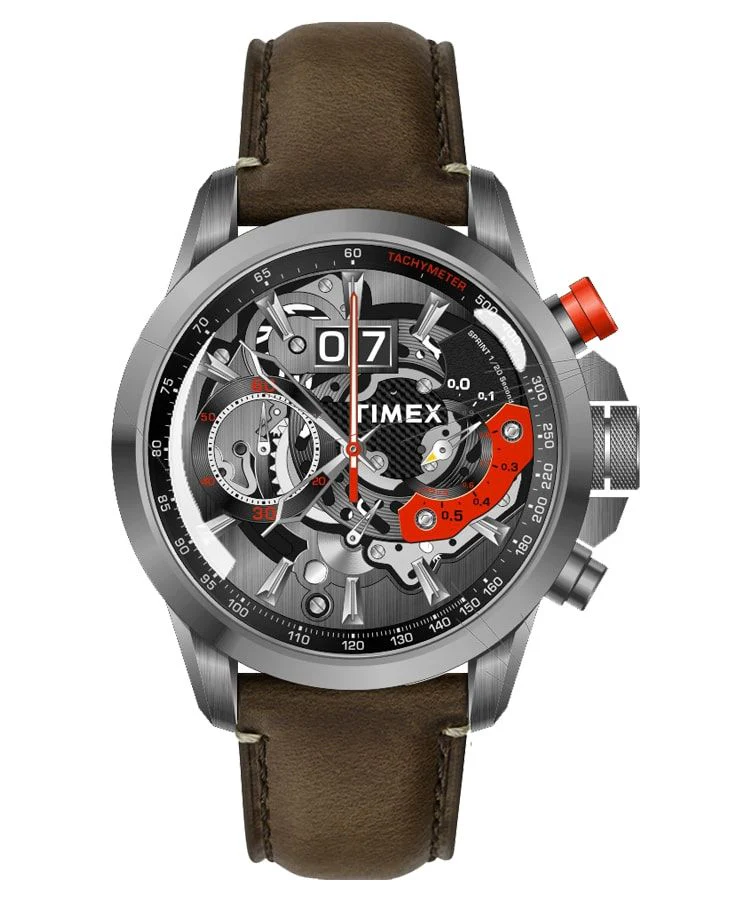 Timex E Class Men's Gunmetal Dial Round Case Chronograph Function Watch -TWEG16306