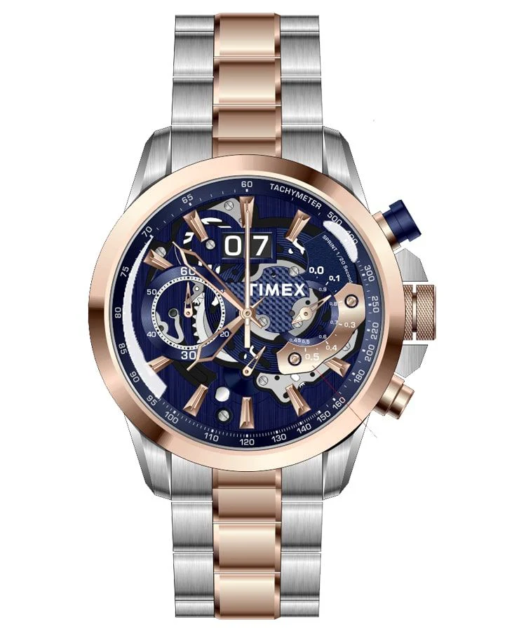 Timex E Class Men's Blue Dial Round Case Chronograph Function Watch -TWEG16311