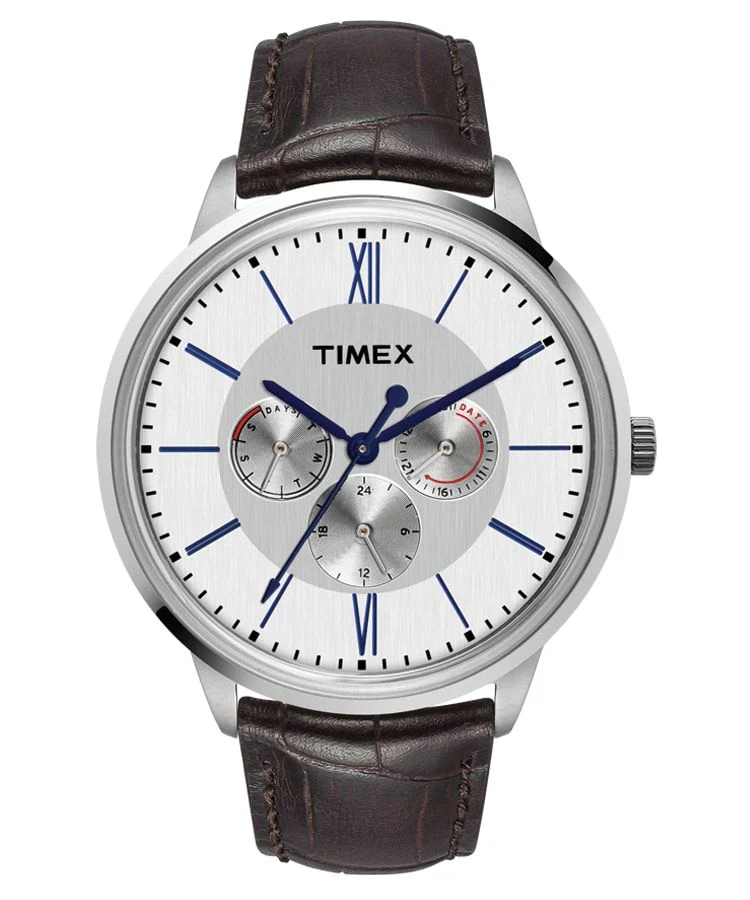 Timex E Class Men's Silver Dial Round Case Multifunction Function Watch -TWEG16400