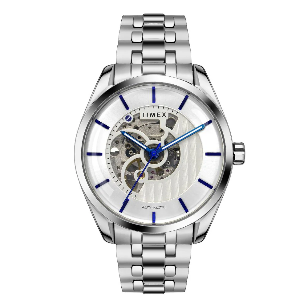 Timex E Class Men's Silver Dial Round Case Automatic Function Watch -TWEG17500