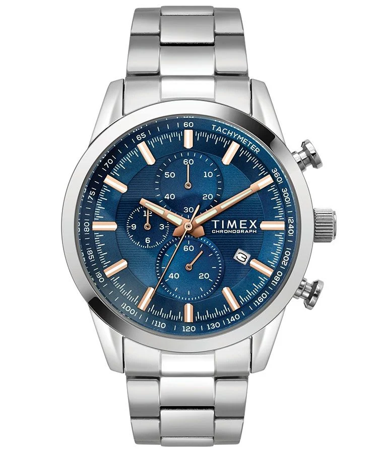 Timex E Class Men's Blue Dial Round Case Chronograph Function Watch -TWEG17604