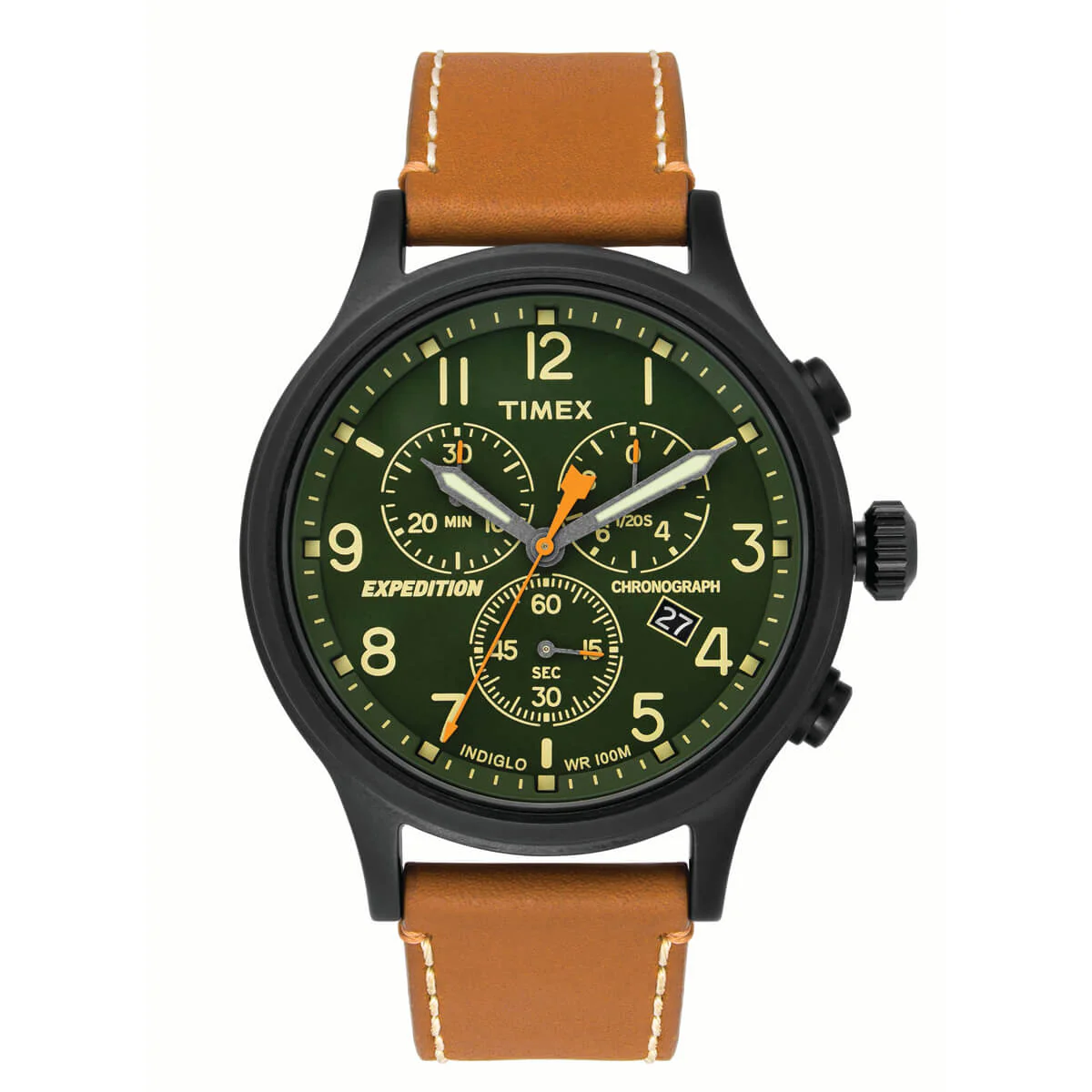 Timex Fashion Men's Green Dial Round Case Chronograph Function Watch -TWEG18203