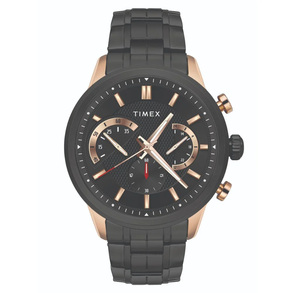 Timex E Class Men's Black Dial Round Case Chronograph Function Watch -TWEG18601
